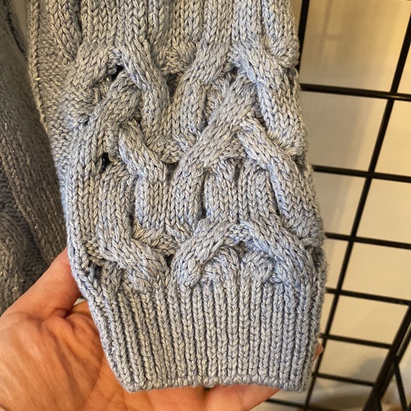 Lafayette 148 New York French Blue Open Cable Knit Crew Neck Sweater Womens Sz S - Picture 9 of 10